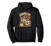 Gato Café Burnout Compañero Ritual Diario Dueño Sociedad Sudadera con Capucha