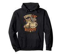Gato Café Burnout Compañero Ritual Diario Dueño Sociedad Sudadera con Capucha