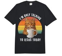 Gato Café Jesús Hablando Cristiano Retro Puesta De S Comfort Colors Adult Heavyweight T-Shirt