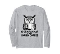 Gato Café Lectura Gramática Nerd Divertido Amante de los Libros Manga Larga