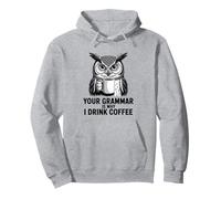 Gato Café Lectura Gramática Nerd Divertido Amante de los Libros Sudadera con Capucha