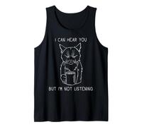 Gato Cafe Sarcasmo Humor Manana Oficina Camiseta sin Mangas