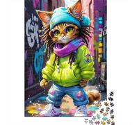 Gato Callejero Graffiti Puzzle de 1000 Piezas Papel para Adultos Estilo Arte Callejero Juego de Puzzle 1000 Piezas Relajación Decoración Regalo 38x26cm/1000pcs