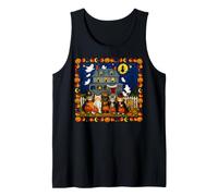 Gato casa embrujada Truco o Trato Lindo Bruja Momia Fantasma Camiseta sin Mangas