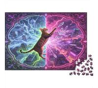 Gato Ciencia Ficción Cerebro Puzzle de 1000 Piezas Puzzle para Adultos Papel Escena Universo Extraño Mejora Enfoque Relajación Hogar Regalo 52x38cm/1000pcs
