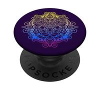 Gato Colorido Mandala Yoga Meditación Gatos PopSockets PopGrip Adhesivo