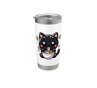 Gato Come Sopa De Fideos Ramen Estrellas Vaso térmico de acero inoxidable de doble pared