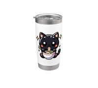 Gato Come Sopa De Fideos Ramen Estrellas Vaso térmico de acero inoxidable de doble pared