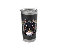 Gato Come Sopa De Fideos Ramen Estrellas Vaso térmico de acero inoxidable de doble pared