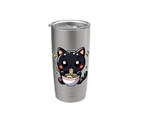 Gato Come Sopa De Fideos Ramen Estrellas Vaso térmico de acero inoxidable de doble pared