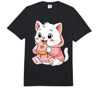 Gato Comiendo Donut Gráfico Cat Kawaii Anime Comfort Colors Adult Heavyweight T-Shirt