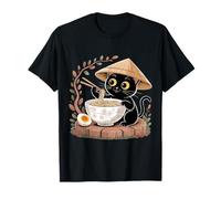 Gato Comiendo Fideos Ramen Anime Kawaii Japonés Ramen Cat Camiseta