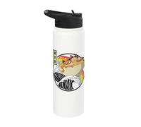 Gato comiendo fideos ramen Great Wave Kawaii Rainbow Anime Stainless Steel Insulated Water Bottle