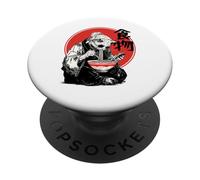 Gato Comiendo Ramen Desplazamiento Smartphone Japón Anime Gato Meme PopSockets PopGrip Adhesivo