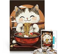 Gato Comiendo Ramen en Japón Rompecabezas para Adolescentes 1000 Piezas Actividad Familiar Cada Pieza es única: un desafiante y Divertido Juego Familiar 38x26cm