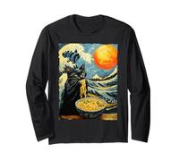 Gato Comiendo Ramen Van Gogh Obra de Arte Wave Kanagawa Anime Cat Manga Larga
