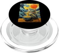 Gato Comiendo Ramen Van Gogh Obra de Arte Wave Kanagawa Anime Cat PopSockets PopGrip para MagSafe
