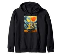 Gato Comiendo Ramen Van Gogh Obra de Arte Wave Kanagawa Anime Cat Sudadera con Capucha