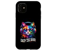 Gato con auriculares Drop the Bass EDM DJ Rave Design Carcasa para iPhone 11