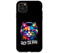 Gato con auriculares Drop the Bass EDM DJ Rave Design Carcasa para iPhone 11 Pro Max