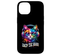 Gato con auriculares Drop the Bass EDM DJ Rave Design Carcasa para iPhone 14