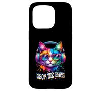 Gato con auriculares Drop the Bass EDM DJ Rave Design Carcasa para iPhone 15 Pro