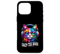 Gato con auriculares Drop the Bass EDM DJ Rave Design Carcasa para iPhone 16 Pro Max