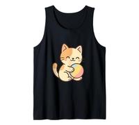Gato con Dibujo de Bola. Divertido diseño Kawaii. Camiseta sin Mangas