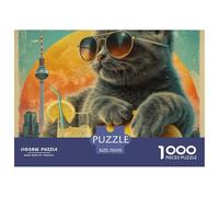 Gato con Gafas de Sol Ciudad de Berlín Puzzle de 1000 Piezas Puzzle para Adultos Puzzle para Toda la Familia Papel Relajante Decorativo Regalo 70x50cm/1000pcs