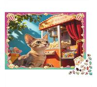 Gato con Máquina de Palomitas Puzzle de 1000 Piezas Papel para Adultos Estilo Vintage Divertido Puzzle para Toda la Familia Decoración Relajante Regalo 70x50cm/1000pcs