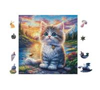 Gato con Mariposa Rompecabezas 100 Piezas Cartón Grueso para Parejas Desarrollo Habilidades Pieza Decorativa Casa Pack Completo Regalo Cumpleaños 28x28cm