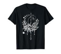 Gato con media luna, atrapasueños y flores Camiseta