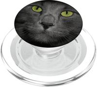 Gato con Ojos Verdes Piel Gris PopSockets PopGrip para MagSafe