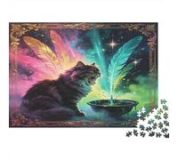 Gato con Plumas místicas Puzzle para Adultos Puzzle de 1000 Piezas Escena Colorida fantasía Relajación Decoración Hogar Regalo 70x50cm/1000pcs