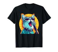 Gato con Sombras y micrófono para Amigos de Karaoke Camiseta