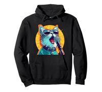 Gato con Sombras y micrófono para Amigos de Karaoke Sudadera con Capucha