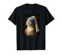 Gato con Un Pendiente De Perla Arte Divertido Parodia Vermeer Camiseta