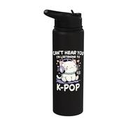 Gato Coreano No Puede Oírte Estoy Escuchando K-Pop Stainless Steel Insulated Water Bottle