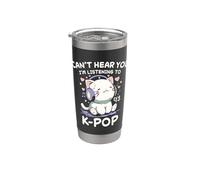 Gato Coreano No Puede Oírte Estoy Escuchando K-Pop Vaso térmico de acero inoxidable de doble pared