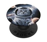 Gato cósmico Haciendo Malabares con Planetas PopSockets PopGrip Adhesivo