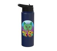 Gato cósmico pizza taco gato gato verde galaxia amantes de Stainless Steel Insulated Water Bottle