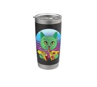 Gato cósmico pizza taco gato gato verde galaxia amantes de Vaso térmico de acero inoxidable de doble pared