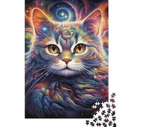 Gato Cósmico Puzzle de 1000 Piezas Juego de Puzzle 1000 Piezas Papel para Adultos Estilo Arte Fantástico Relajante Familia Decoración 38x26cm/1000pcs