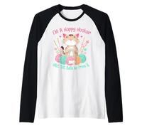 Gato Crochet Divertido Soy una prostituta Feliz y Tener Las Bolas Mujeres Camiseta Manga Raglan