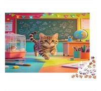 Gato de Aula Puzzle para Adultos Puzzle de 1000 Piezas Juego de Puzzle Papel Escena Educativa Relajación Atención Familiar Decoración Regalo 70x50cm/1000pcs