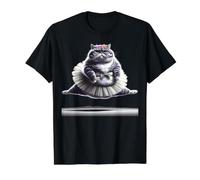 Gato de Ballet Divertido con un Gran Vientre con un tutú. Camiseta gráfica económica