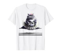 Gato de Ballet Divertido con un Gran Vientre con un tutú. Camiseta gráfica económica