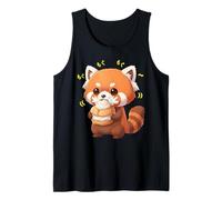 Gato de bambú Panda Rojo Kawaii Munching Happily Camiseta sin Mangas