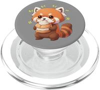 Gato de bambú Panda Rojo Kawaii Munching Happily PopSockets PopGrip para MagSafe