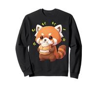 Gato de bambú Panda Rojo Kawaii Munching Happily Sudadera